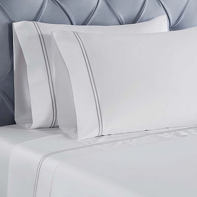 SUPERIOR Fieldstone Cotton Two-Line Embroidered Deep Pocket Sheet Set