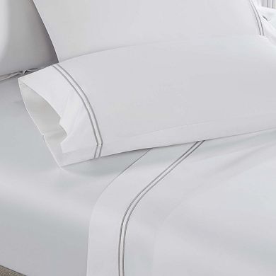 SUPERIOR Fieldstone Cotton Two-Line Embroidered Deep Pocket Sheet Set