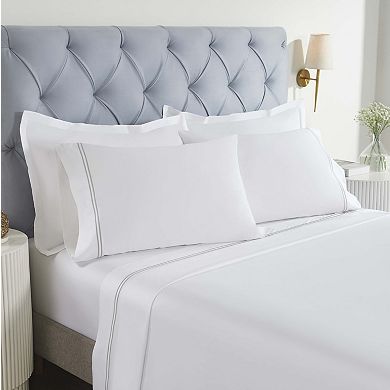 SUPERIOR Fieldstone Cotton Two-Line Embroidered Deep Pocket Sheet Set