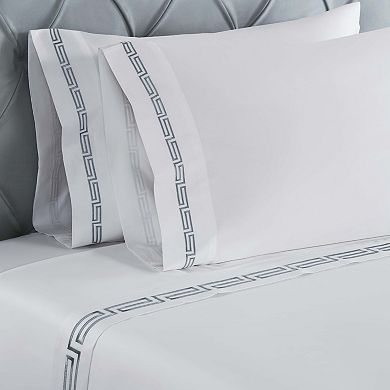 SUPERIOR Harrison Cotton Greek Key Embroidered Deep Pocket Sheet Set