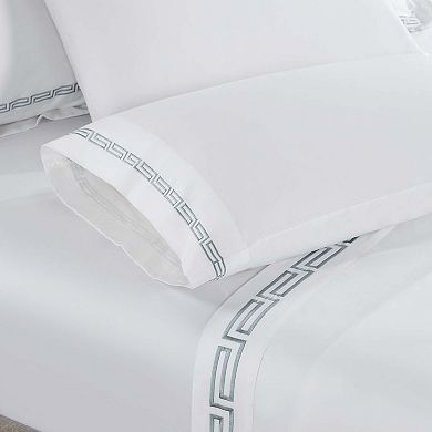 SUPERIOR Harrison Cotton Greek Key Embroidered Deep Pocket Sheet Set