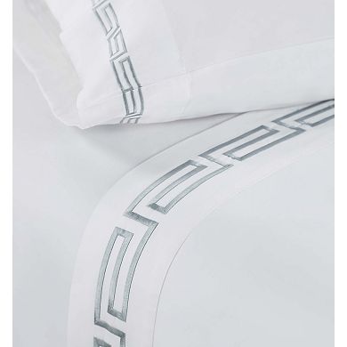 SUPERIOR Harrison Cotton Greek Key Embroidered Deep Pocket Sheet Set