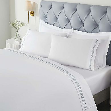 SUPERIOR Harrison Cotton Greek Key Embroidered Deep Pocket Sheet Set