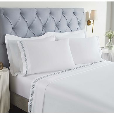 SUPERIOR Harrison Cotton Greek Key Embroidered Deep Pocket Sheet Set