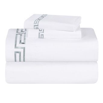 SUPERIOR Harrison Cotton Greek Key Embroidered Deep Pocket Sheet Set