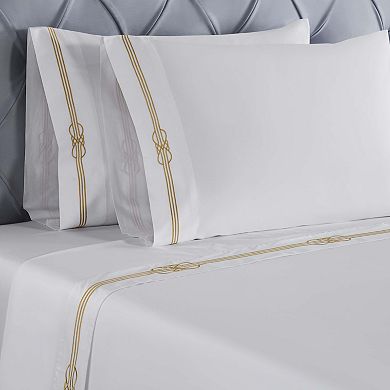 SUPERIOR Moon Lawn Cotton Gold Embroidered Deep Pocket Sheet Set