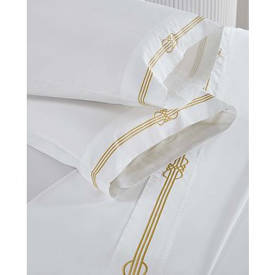 SUPERIOR Moon Lawn Cotton Gold Embroidered Deep Pocket Sheet Set
