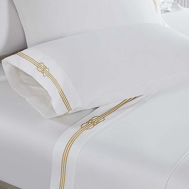 SUPERIOR Moon Lawn Cotton Gold Embroidered Deep Pocket Sheet Set