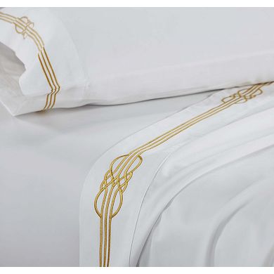 SUPERIOR Moon Lawn Cotton Gold Embroidered Deep Pocket Sheet Set