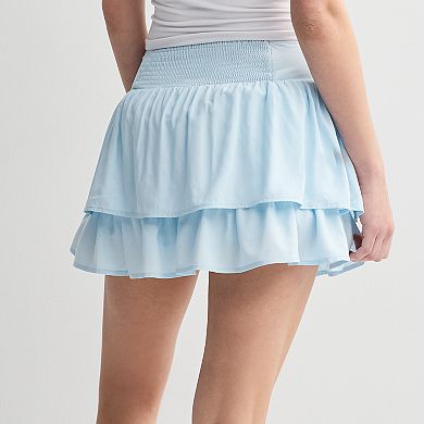Juniors' Threads of Luxx Button-Front Tiered Skirt