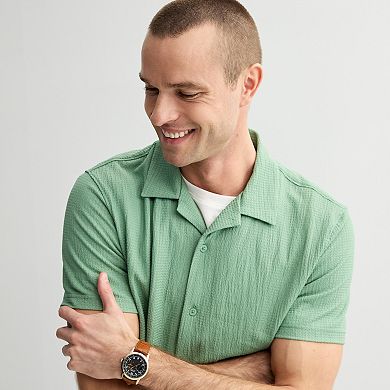 Men's Apt. 9 Short Sleeve Rayon Camp Collar Solid Shirt