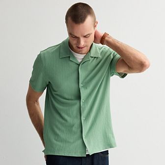 Men's Apt. 9 Short Sleeve Rayon Camp Collar Solid Shirt