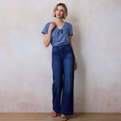 Petite LC Lauren Conrad Super High Rise Wide Leg Jeans
