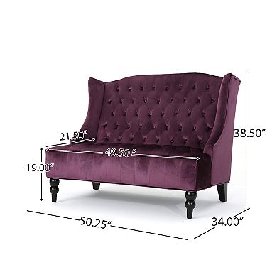 Christopher Knight Home Leora Traditional Tufted Velvet Wingback Loveseat
