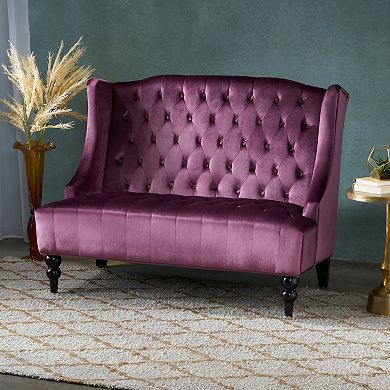 Christopher Knight Home Leora Traditional Tufted Velvet Wingback Loveseat