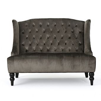Christopher Knight Home Leora Traditional Tufted Velvet Wingback Loveseat