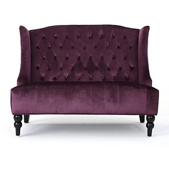 Christopher Knight Home Leora Traditional Tufted Velvet Wingback Loveseat