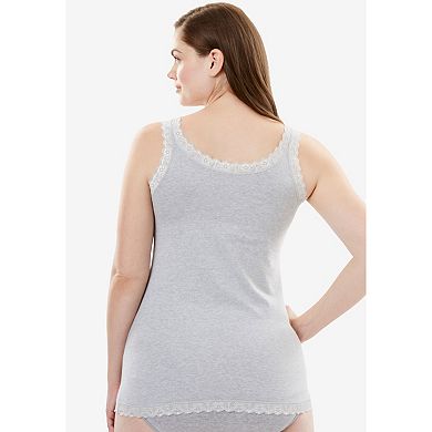 Comfort Choice Plus Size Lace-Trimmed Stretch Cotton Camisole