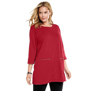 Woman Within Plus Size Zipper Pocket Tunic
