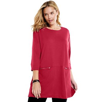 Woman Within Plus Size Zipper Pocket Tunic