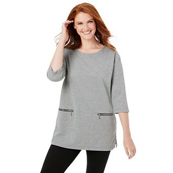 Woman Within Plus Size Zipper Pocket Tunic