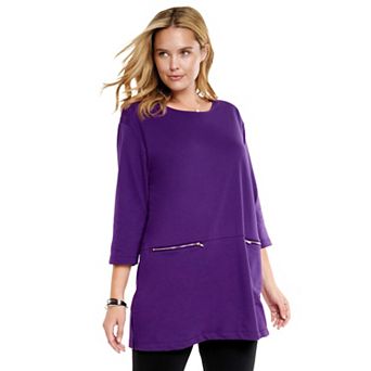 Woman Within Plus Size Zipper Pocket Tunic