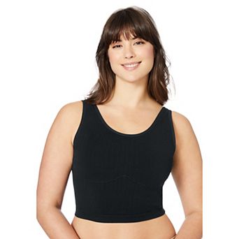 Comfort Choice Women's Plus Size Longline Ribbed Leisure Bra