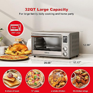 Galanz 1.1 Cu Ft Digital Toaster Oven and Air Fryer in Silver