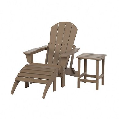 Westintrends 3-piece Classic Adirondack Chair With Ottoman And Side Table Set