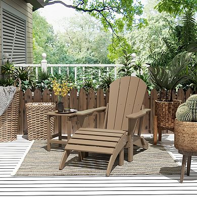 Westintrends 3-piece Classic Adirondack Chair With Ottoman And Side Table Set