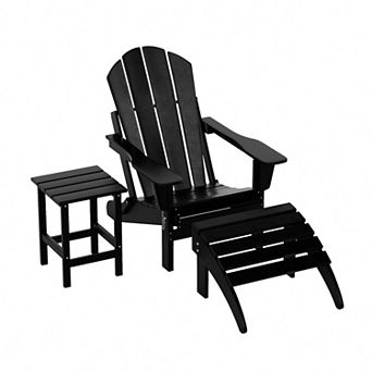Westintrends 3 pc Classic Adirondack Chair With Ottoman And Side Table Set
