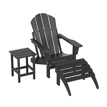 Westintrends 3 pc Classic Adirondack Chair With Ottoman And Side Table Set