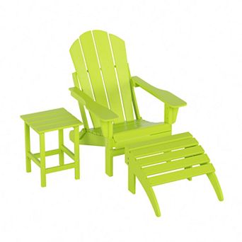 Westintrends 3 pc Classic Adirondack Chair With Ottoman And Side Table Set