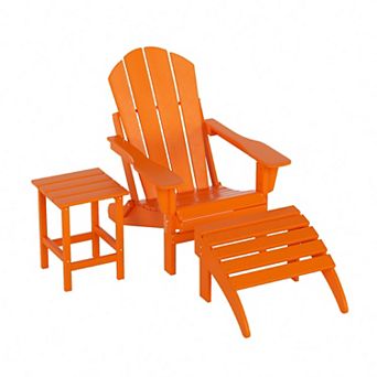Westintrends 3 pc Classic Adirondack Chair With Ottoman And Side Table Set