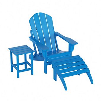 Westintrends 3 pc Classic Adirondack Chair With Ottoman And Side Table Set