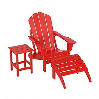 Westintrends 3 pc Classic Adirondack Chair With Ottoman And Side Table Set