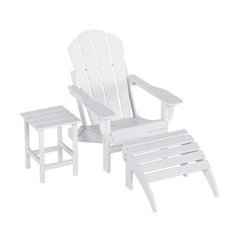 Westintrends 3 pc Classic Adirondack Chair With Ottoman And Side Table Set