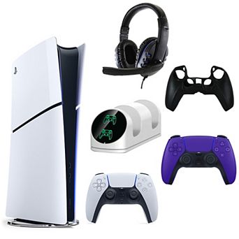 PS5 Slim Console with Galactic Purple DualSense and Accessories