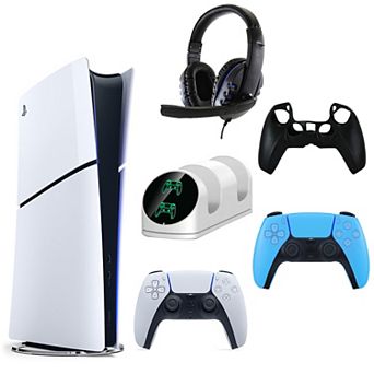 PS5 Slim Console with Starlight Blue DualSense and Accessories
