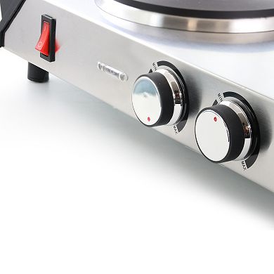 Better Chef Portable Stainless Steel Solid Element Double Electric Burner