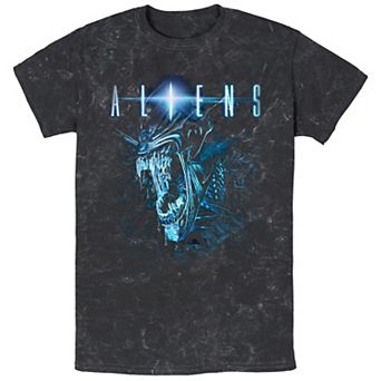 Men's Aliens Queen Screaming Mineral Wash Graphic Tee