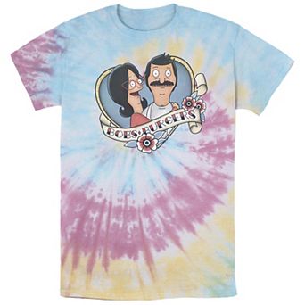 Men's Bob's Burgers Heart Shape Tattoo Tie Dye Graphic Tee