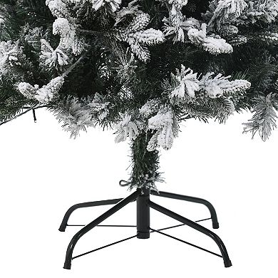 LuxenHome 5Ft Pre-Lit Artificial Flocked Full Fir Christmas Tree with Metal Stand