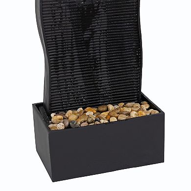 Sunnydaze Curved Ridge Indoor Waterfall Fountain with Spotlight - 56"