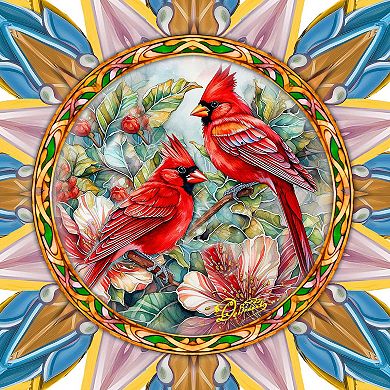 Christmas Cardinals Star Tree Topper Wooden Decor by G. Debrekht
