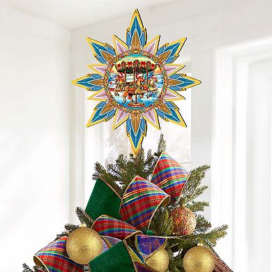 Christmas Carousel Star Tree Topper Wooden Decor by G. Debrekht
