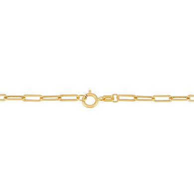 Everlasting Gold 10k Gold Paperclip Chain Cross & Heart Charm Bracelet