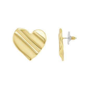 Emberly Polished Wavy Heart Stud Earrings