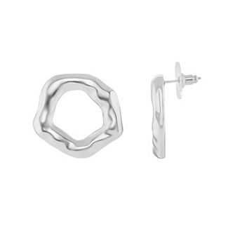 Emberly Polished Wavy Circle Stud Earrings