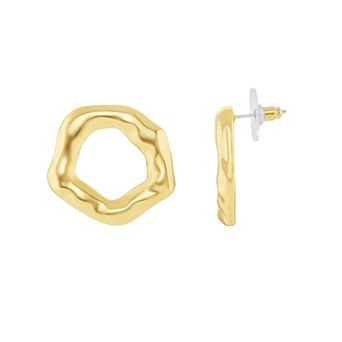 Emberly Polished Wavy Circle Stud Earrings